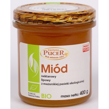 MIÓD NEKTAROWY LIPOWY BIO 400 g - PASIEKA PUCER