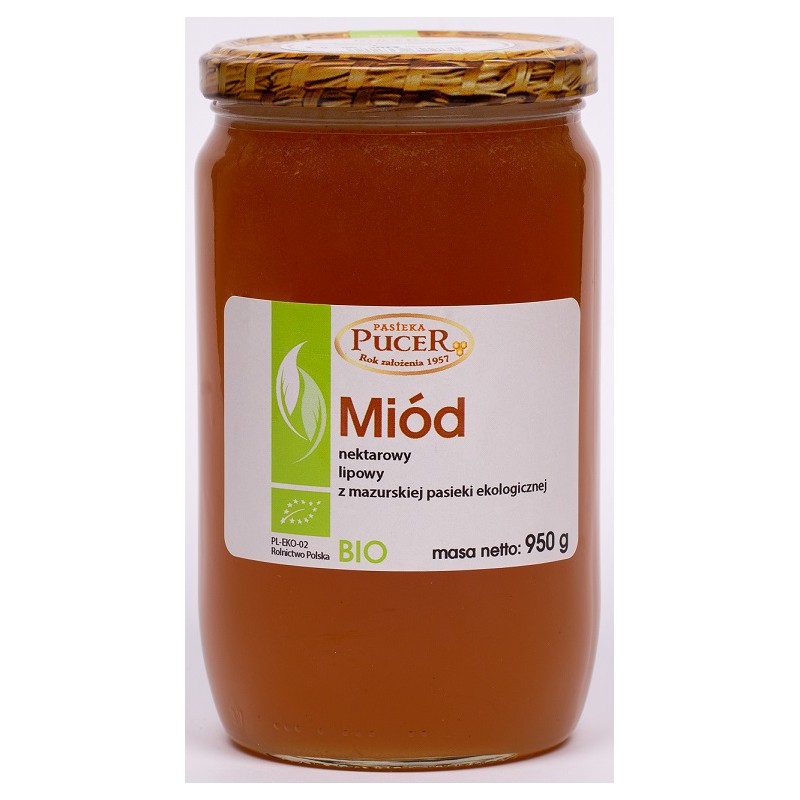 MIÓD NEKTAROWY LIPOWY BIO 950 g - PASIEKA PUCER