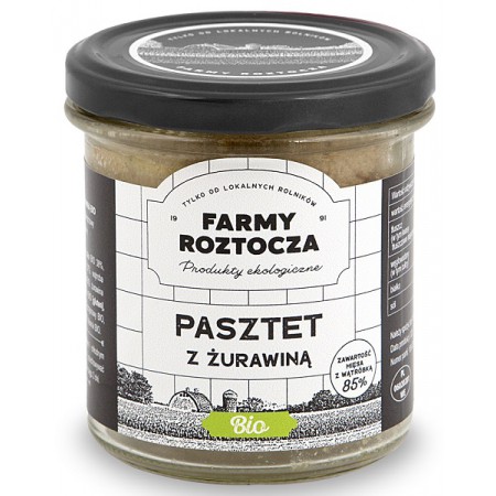 PASZTET DROBIOWO - WIEPRZOWY Z ŻURAWINĄ BIO 180 g (SŁOIK) - FARMY ROZTOCZA