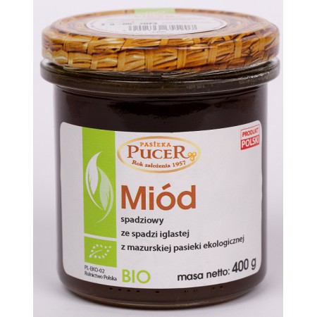 MIÓD SPADZIOWY ZE SPADZI IGLASTEJ BIO 400 g - PASIEKA PUCER
