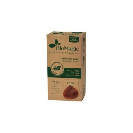 FARBA DO WŁOSÓW ŚREDNIO CIEMNA MIEDŹ (77.66) 250 g - BIOMAGIC