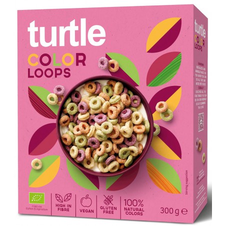 KRĄŻKI ZBOŻOWE KOLOROWE BEZGLUTENOWE BIO 300 g - TURTLE