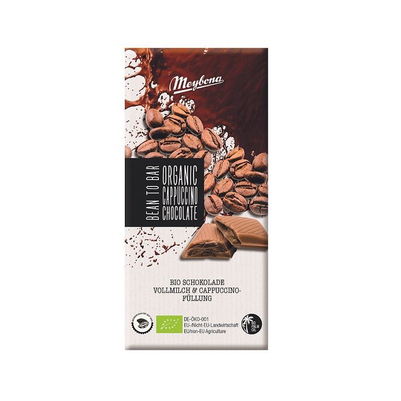 CZEKOLADA MLECZNA Z NADZIENIEM O SMAKU CAPPUCCINO BIO 100 g - MEYBONA