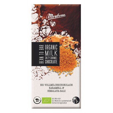 CZEKOLADA MLECZNA Z KAWAŁKAMI KARMELU I SOLĄ Z PAKISTANU BIO 100 g - MEYBONA