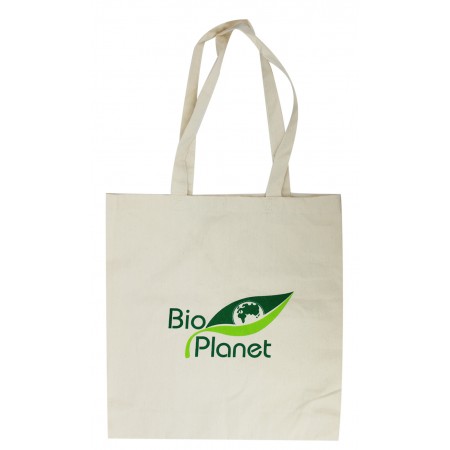 TORBA NA ZAKUPY Z DNEM I BOKAMI (BAWEŁNIANA) Z LOGO BIO PLANET