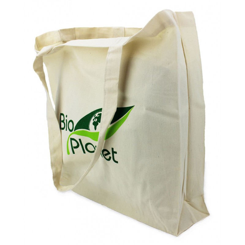 TORBA NA ZAKUPY Z DNEM I BOKAMI (BAWEŁNIANA) Z LOGO BIO PLANET