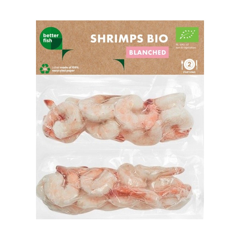 KREWETKI BIAŁE BLANSZOWANE MROŻONE BIO 160 g - BETTER FISH