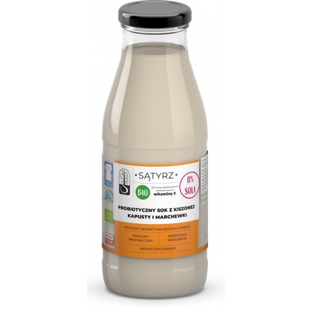 PROBIOTYCZNY SOK Z KISZONEJ KAPUSTY I MARCHEWKI BEZ SOLI BIO 500 ml - SĄTYRZ