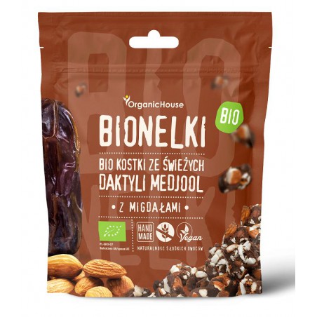 PRALINY DAKTYLOWE Z MIGDAŁAMI BEZGLUTENOWE BIO 50 g - ORGANIC HOUSE (BIONELKI)