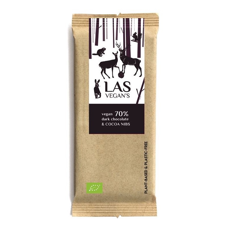 CZEKOLADA Z PRAŻONYM ZIARNEM KAKAOWCA BIO 50 g - LAS VEGAN'S