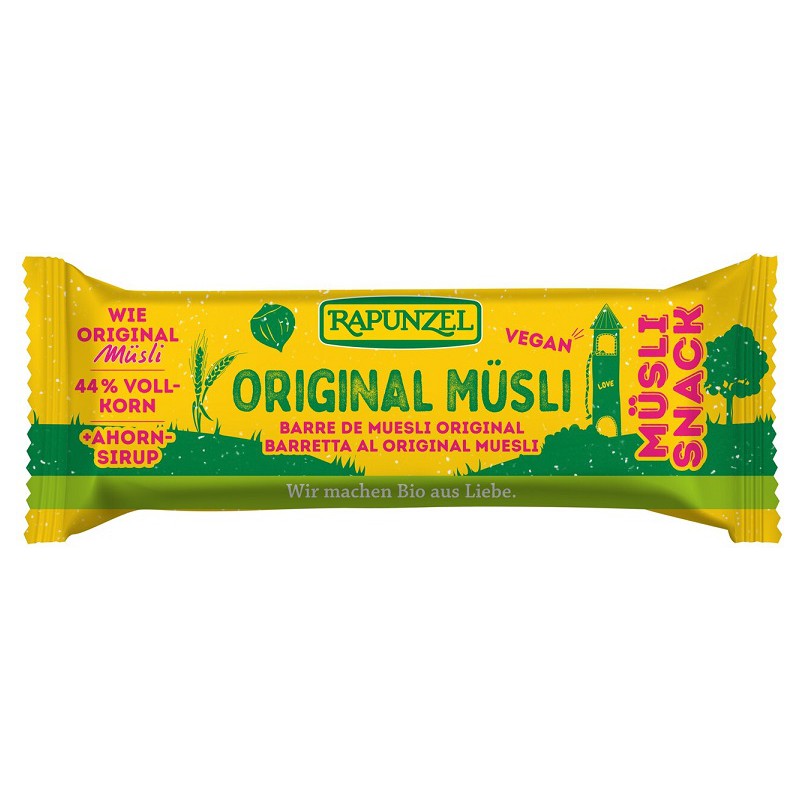 BATON MUSLI Z RODZYNKAMI I PRAŻONYMI ORZECHAMI LASKOWYMI BIO 50 g - RAPUNZEL