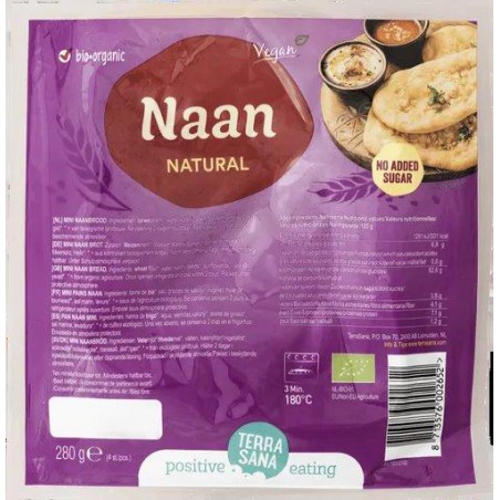 CHLEBEK DUŻY NAAN NATURALNY BIO 280 g - TERRASANA