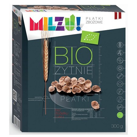 PŁATKI ŻYTNIO - OWSIANE BEZ DODATKU CUKRÓW BIO 300 g - MILZU