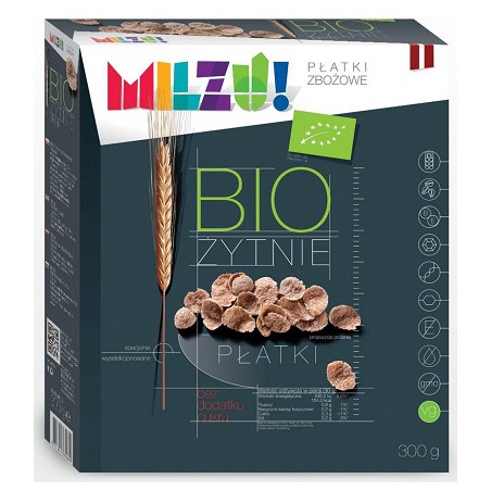 PŁATKI ŻYTNIO - OWSIANE BEZ DODATKU CUKRÓW BIO 300 g - MILZU