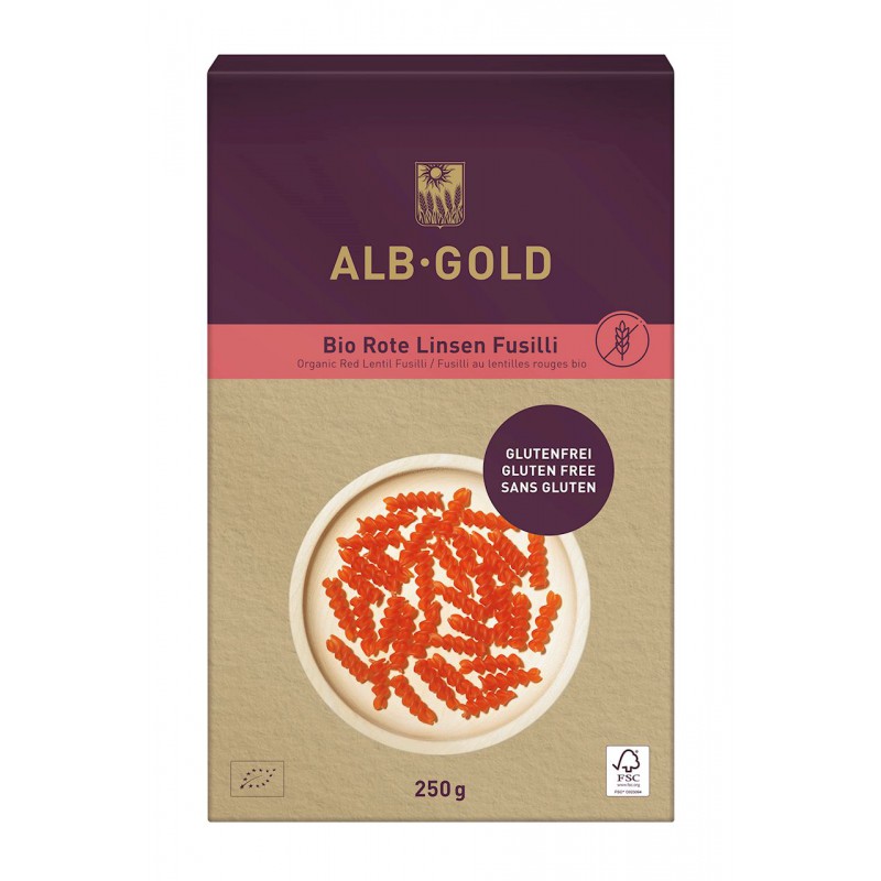 MAKARON (Z SOCZEWICY CZERWONEJ) ŚWIDERKI BEZGLUTENOWY BIO 250 g - ALB-GOLD