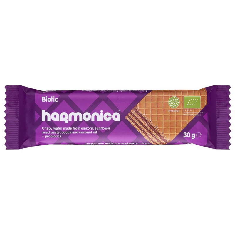WAFELEK Z SAMOPSZY Z KREMEM MLECZNO - KAKAOWYM Z PROBIOTYKAMI BIO 30 g - HARMONICA