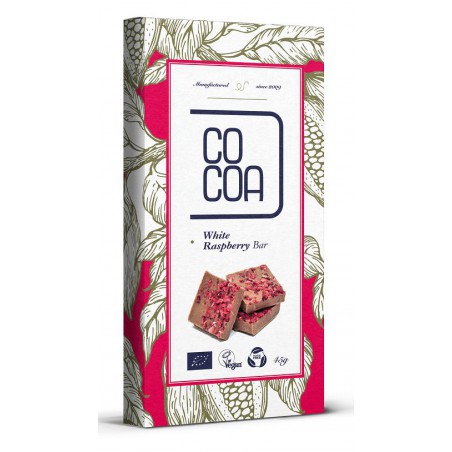TABLICZKA BIAŁA Z MALINAMI BIO 45 g - COCOA