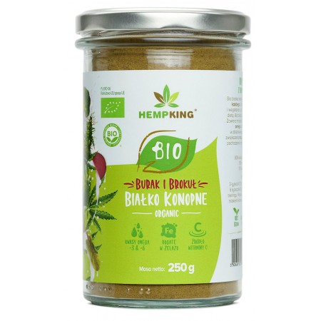BIAŁKO KONOPNE Z BURAKIEM I BROKUŁEM BEZGLUTENOWE BIO 250 g - HEMPKING