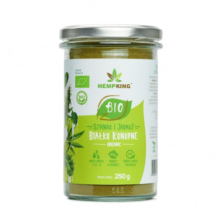 BIAŁKO KONOPNE ZE SZPINAKIEM I JARMUŻEM BEZGLUTENOWE BIO 250 g - HEMPKING