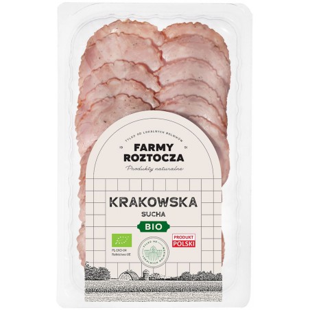 KIEŁBASA KRAKOWSKA SUCHA PLASTRY BIO 80 g - FARMY ROZTOCZA (NA ZAMÓWIENIE)