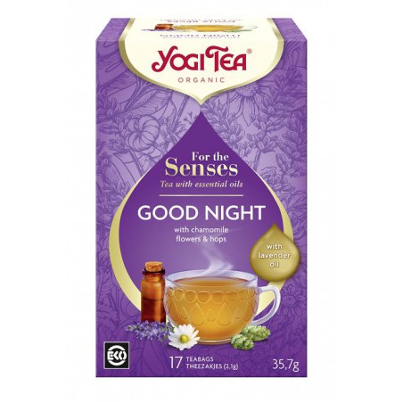 HERBATKA DLA ZMYSŁÓW NA DOBRANOC Z OLEJKIEM LAWENDOWYM (FOR THE SENSES GOOD NIGHT) BIO (17 x 2,1 g) 35,7 g - YOGI TEA