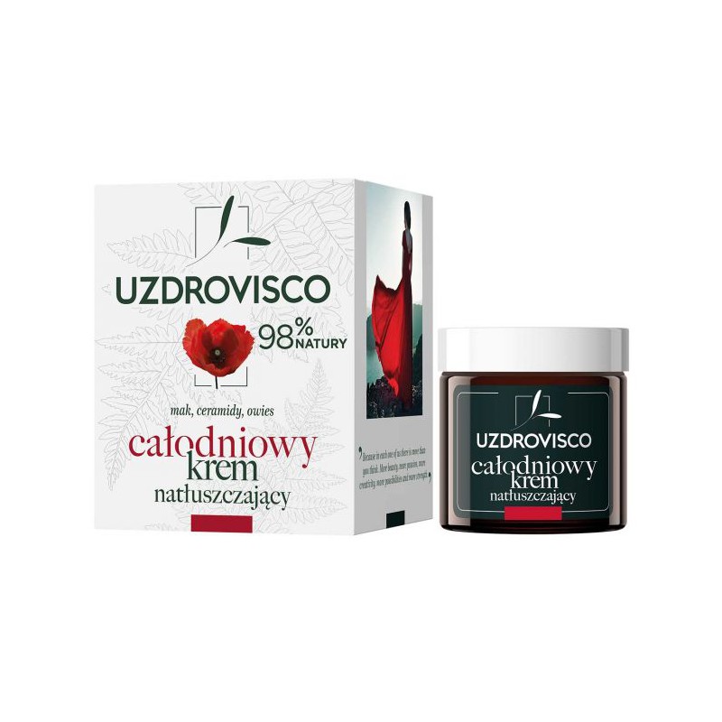 KREM DO TWARZY NATŁUSZCZAJĄCY MAK, CERAMIDY NA DZIEŃ I NA NOC 50 ml - UZDROVISCO