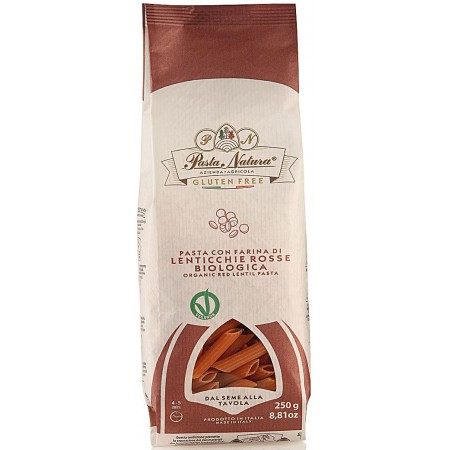 MAKARON (Z SOCZEWICY CZERWONEJ) PENNE BEZGLUTENOWY BIO 250 g - PASTA NATURA