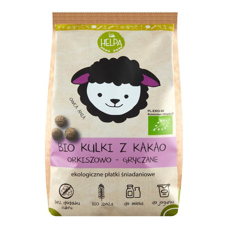 KULKI ORKISZOWO - GRYCZANE Z KAKAO BIO 160 g - HELPA