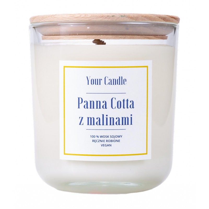 ŚWIECA SOJOWA PANNA COTTA Z MALINAMI 210 ml - YOUR CANDLE