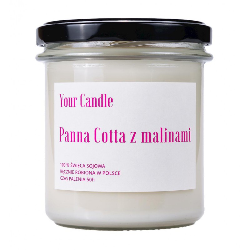 ŚWIECA SOJOWA PANNA COTTA Z MALINAMI 300 ml - YOUR CANDLE