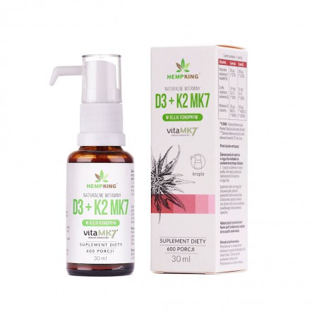 WITAMINA D3 + K2 MK7 W BIO OLEJU KONOPNYM BEZGLUTENOWE 30 ml - HEMPKING