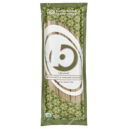 MAKARON (RYŻOWY RAZOWY TYPU NOODLE Z ALGAMI WAKAME) BEZGLUTENOWY BIO 250 g - KING SOBA