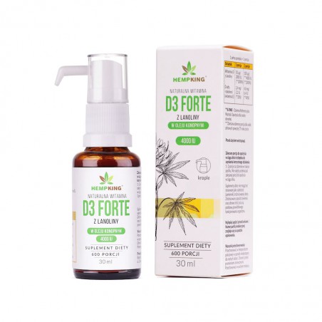 WITAMINA D3 FORTE W BIO OLEJU KONOPNYM BEZGLUTENOWA 30 ml - HEMPKING