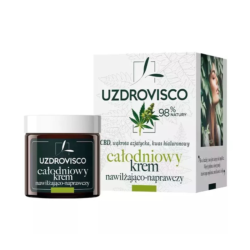 KREM DO TWARZY CAŁODNIOWY NAWILŻAJĄCO - NAPRAWCZY Z CBD 50 ml - UZDROVISCO