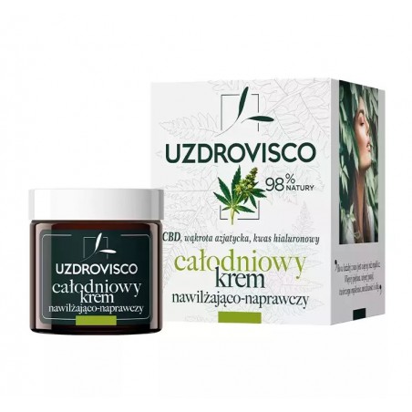 KREM DO TWARZY CAŁODNIOWY NAWILŻAJĄCO - NAPRAWCZY Z CBD 50 ml - UZDROVISCO