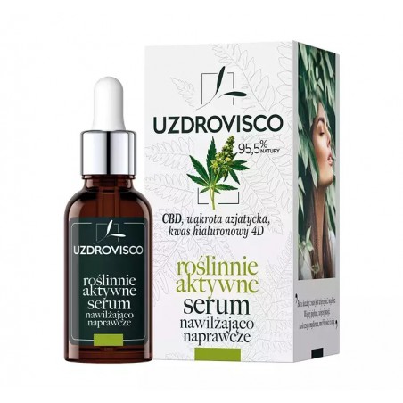 SERUM DO TWARZY ROŚLINNIE AKTYWNE NAWILŻAJĄCO - NAPRAWCZE Z CBD 30 ml - UZDROVISCO