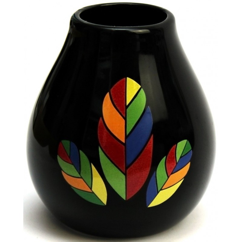 MATERO CERAMICZNE LUKA HOJA BLACK 350 ml - ORGANIC MATE GREEN