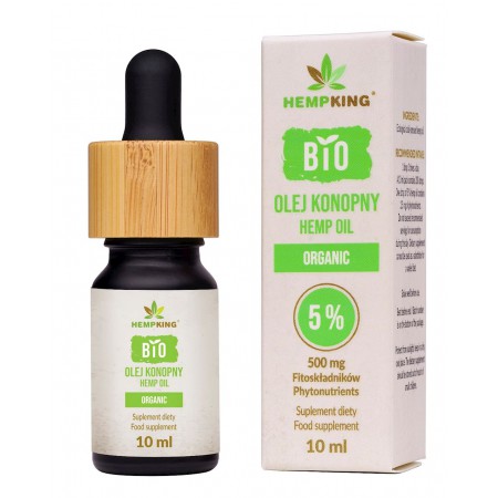OLEJ KONOPNY 5 % (500 mg FITOSKŁADNIKÓW) BIO 10 ml - HEMPKING