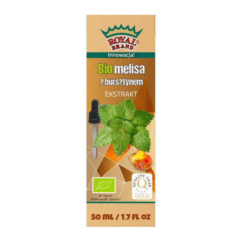 EKSTRAKT Z MELISY LEKARSKIEJ Z BURSZTYNEM W KROPLACH BIO 50 ml - ROYAL BRAND