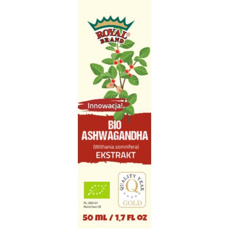 EKSTRAKT Z ASHWAGANDHY W KROPLACH BIO 50 ml - ROYAL BRAND