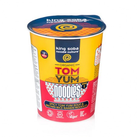 ZUPA BŁYSKAWICZNA PIKANTNA TOM YUM Z MAKARONEM RAMEN Z RYŻU BRĄZOWEGO BEZGLUTENOWA BIO 85 g - KING SOBA