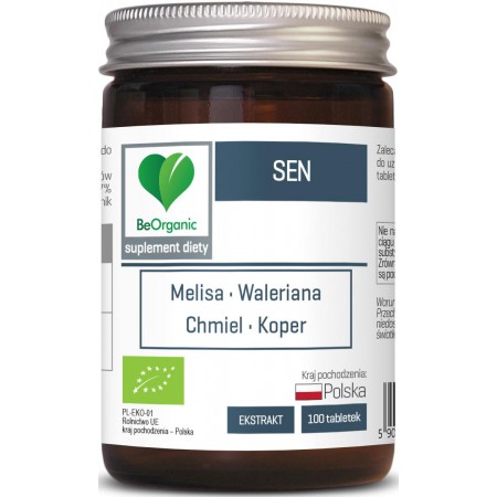 TABLETKI WSPOMAGAJĄCE DOBRY SEN BIO 100 szt. (450 mg) - BE ORGANIC