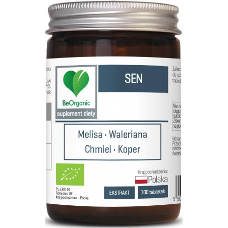 TABLETKI WSPOMAGAJĄCE DOBRY SEN BIO 100 szt. (450 mg) - BE ORGANIC