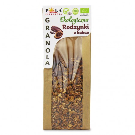 GRANOLA RODZYNKI - KAKAO BEZ DODATKU CUKRÓW BIO 200 g - PIEKARNIA POLA