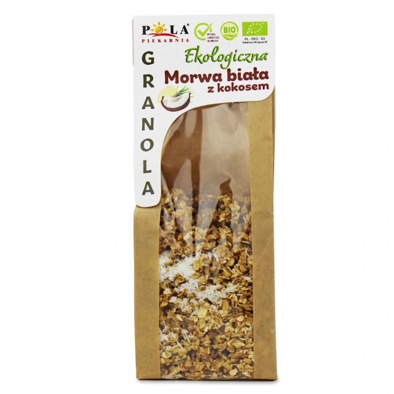 GRANOLA MORWA BIAŁA - KOKOS BEZ DODATKU CUKRÓW BIO 200 g - PIEKARNIA POLA