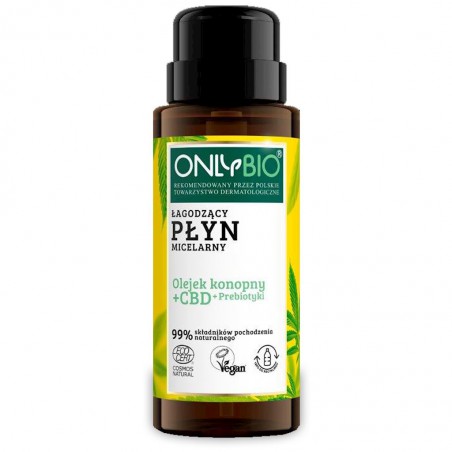 PŁYN MICELARNY DO DEMAKIJAŻU ŁAGODZĄCY OLEJEK KONOPNY + CBD + PREBIOTYKI ECO 300 ml - ONLY BIO