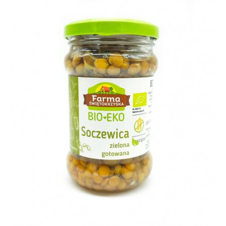 SOCZEWICA ZIELONA GOTOWANA BEZGLUTENOWA BIO 300 g (195 g) (SŁOIK) - FARMA ŚWIĘTOKRZYSKA