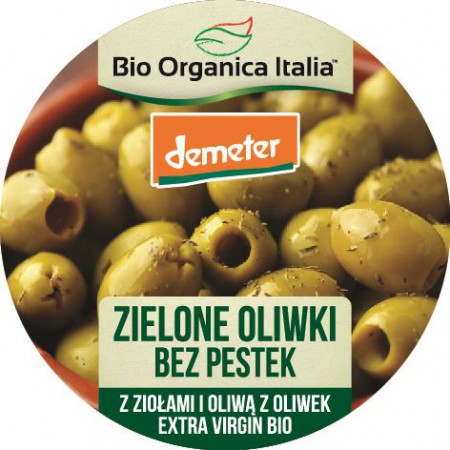 OLIWKI ZIELONE BEZ PESTEK Z ZIOŁAMI I OLEJEM DEMETER BIO 125 g - BIO ORGANICA ITALIA