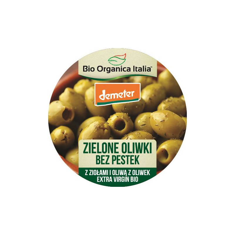 OLIWKI ZIELONE BEZ PESTEK Z ZIOŁAMI I OLEJEM DEMETER BIO 125 g - BIO ORGANICA ITALIA