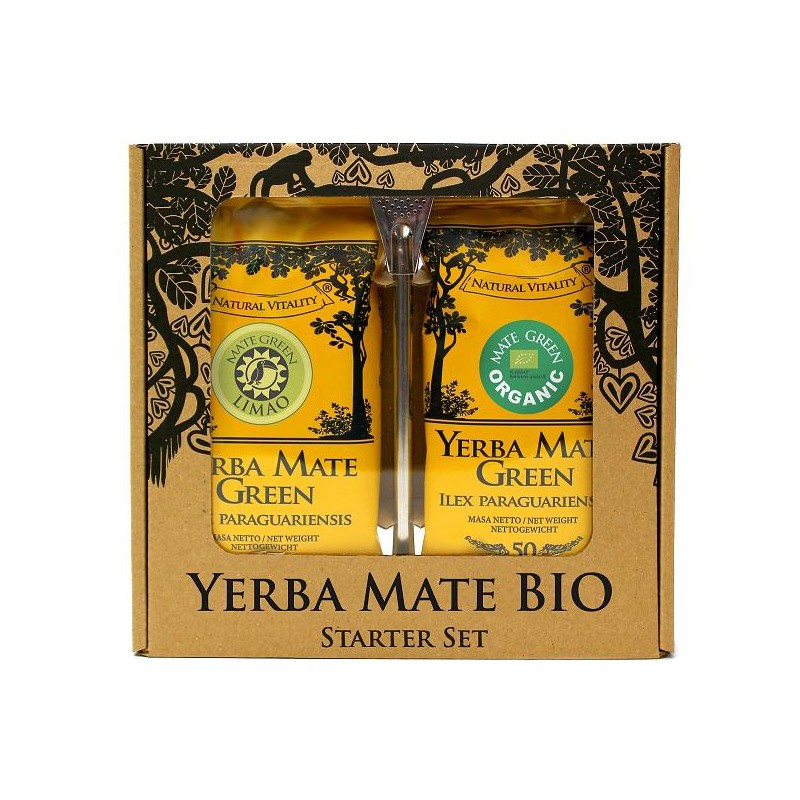 ZESTAW YERBA MATE BIO 50 g, YERBA MATE LIMAO BIO 50 g, BOMBILLA  - ORGANIC MATE GREEN